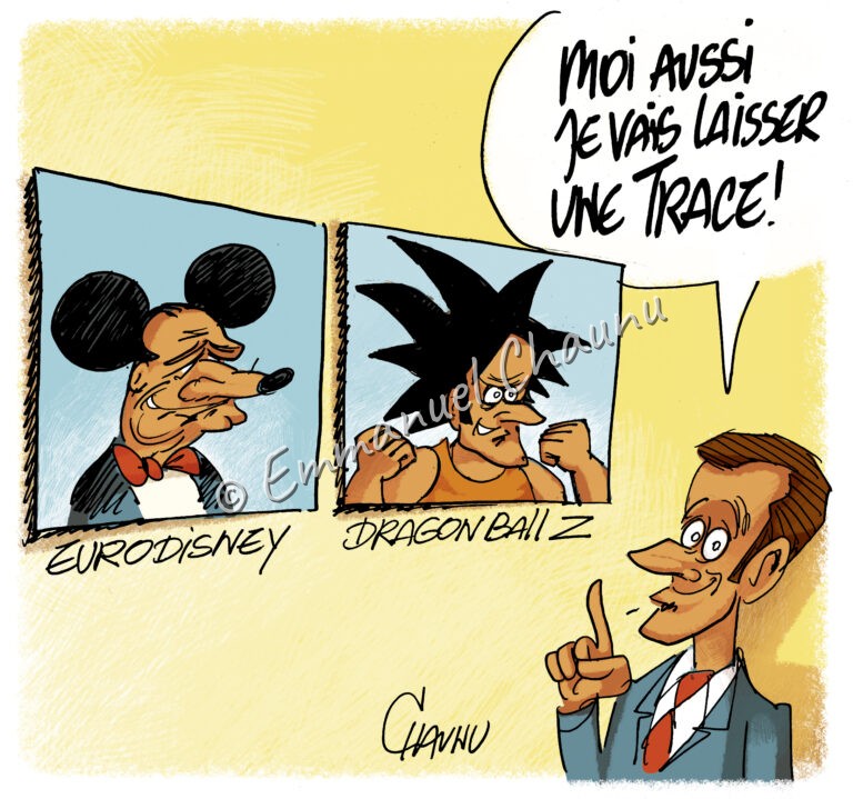Caricature opposant Euro Disney à Dragon Ball Z